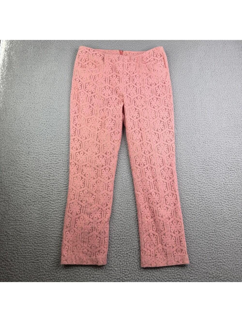 Corey Lynn Calter Lace Cropped Pink Lined Trouser Pants Size 4 (Fits 28x25)